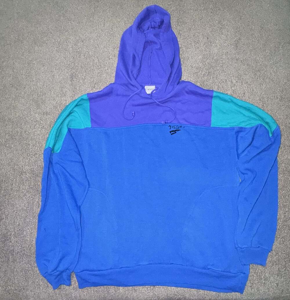 Vintage Athletic Dunlop Colorblock Hoodie Sweatshirt Medium